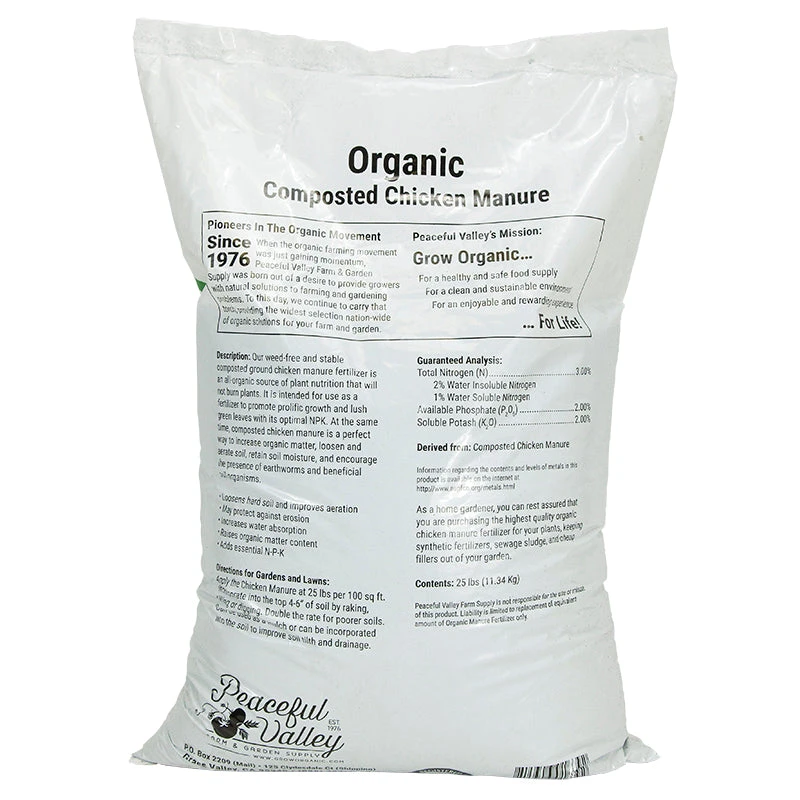 Peaceful Valley Organics Premium Composted Chicken Manure 3-2-2 (25 Lb) 4 Peaceful Valley Organics Premium Composted Chicken Manure 3-2-2 (25 Lb) - Billede 2