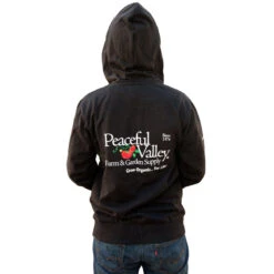 Peaceful Valley Hooded Zipper Sweatshirt - Medium (Black) -Brandt Butik gc115 back web