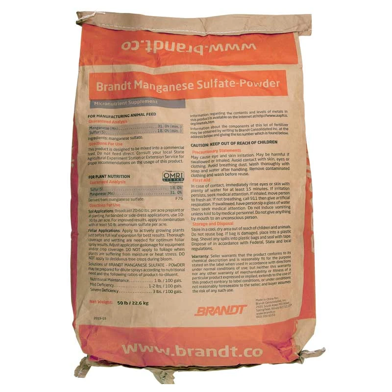 Brandt Manganese Sulfate 31% Powder (50 Lb) 3 Brandt Manganese Sulfate 31% Powder (50 Lb)